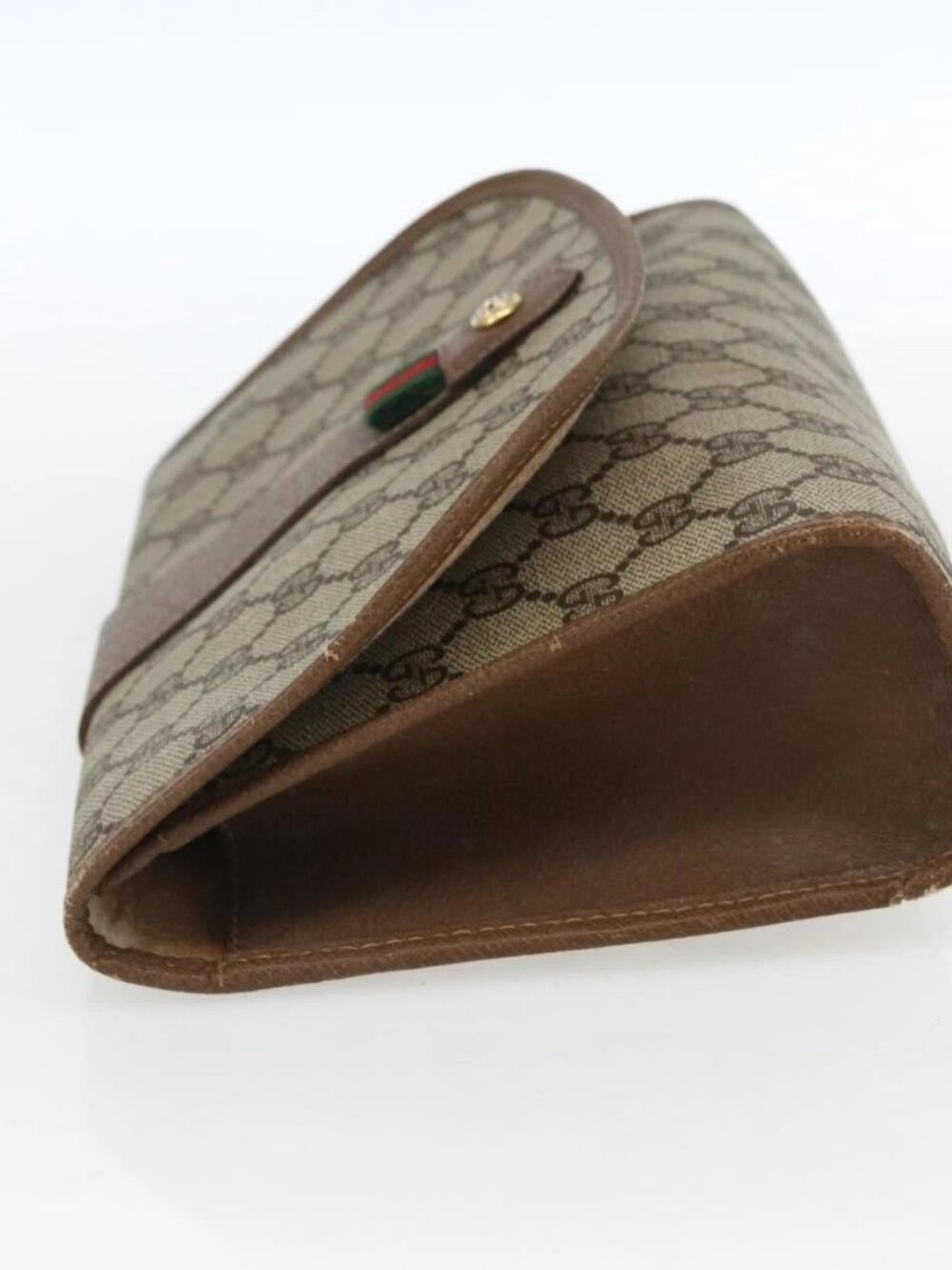 GUCCI GG Supreme Web Sherry Line Clutch Bag PVC Beige Gold 89 01 030 Auth ti3667 - Picture 4 of 16